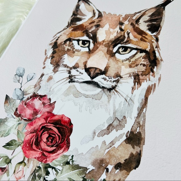 Wall Art Watercolor Lynx Bobcat Illustration Print Poster Unframed - Picture 14 of 17